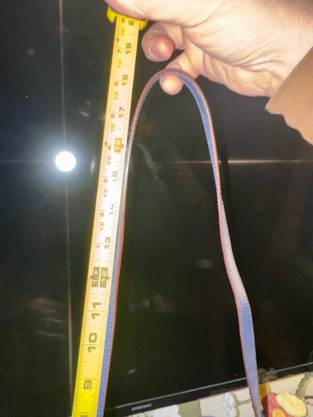 Ralph Lauren Navy Blue Leather Satchel with Silver Hardware. Comes with scarf - Picture 7 of 10